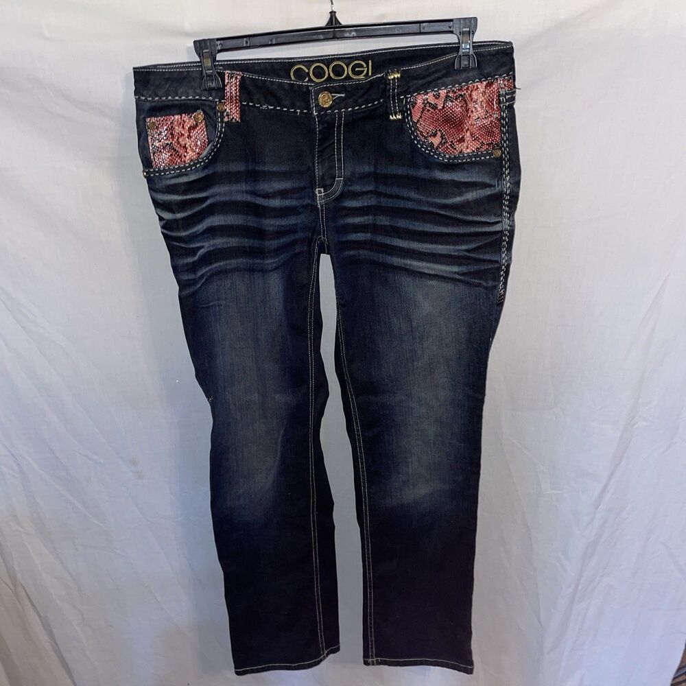 Coogi Women’s Fashion Jeans Size 15-16 38X33 Blue Faux Snake Accents Going Out